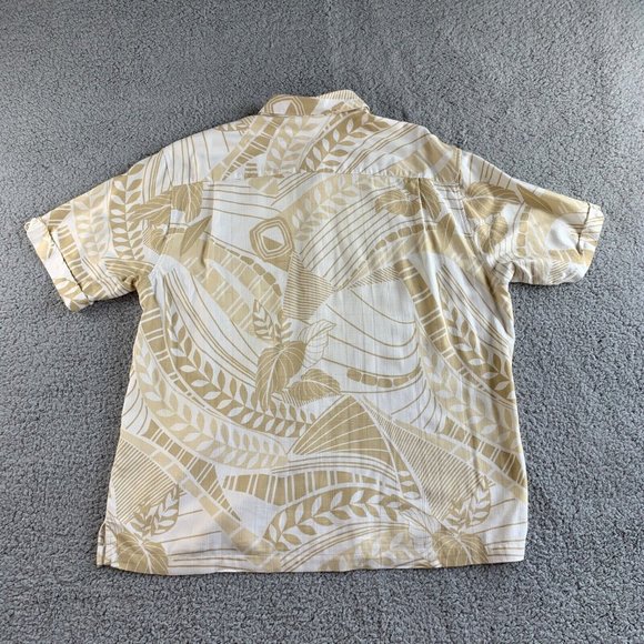 Cubavera Hawaiian Shirt Mens XL Ivory Beige Floral Rayon Tropic Casual‎ Camp NEW - Picture 2 of 12